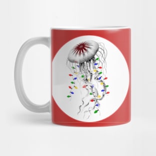 Jellyfish with festive Christmas lights Mug